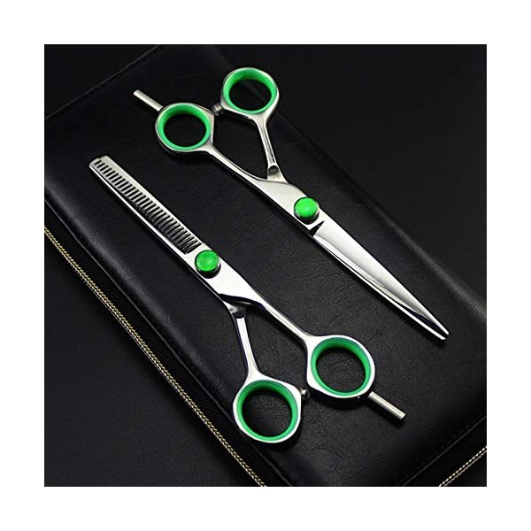 Ciseaux de coupe de cheveux, 5,5/6 pouces professionnels 440c ciseaux de cheveux verts coupant les ciseaux de maquillage de c