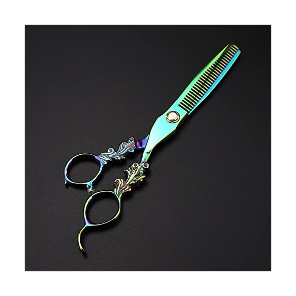 Ciseaux de coiffeur Ciseaux de coupe de cheveux, 6 pouces professionnels 440c portant des ciseaux de cheveux verts, ciseaux d