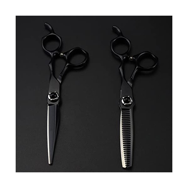 RIJPEX Ciseaux à cheveux professionnels en acier 440c 6 pouces Ciseaux à cheveux noirs Ciseaux amincissants Ciseaux de coupe 