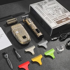 Tondeuse à cheveux entièrement en métal pour homme - Style vintage - Kit de toilettage multifonction