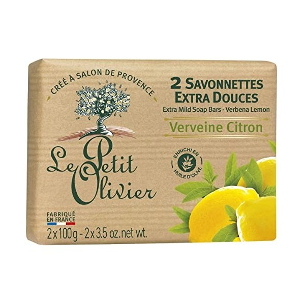 Lot de 3 unités *** LE PETIT OLIVIER Savonnettes extra douces verveine citron 2x100g *** Livraison rapide et soignée à domici