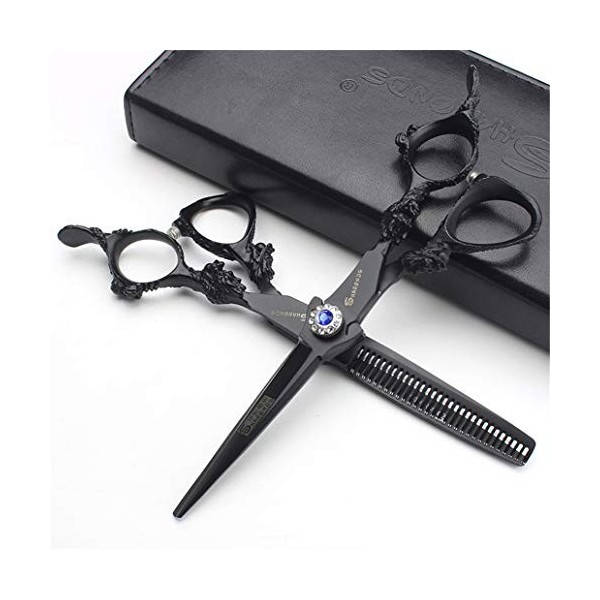 Ciseaux de Coupe Professionnelle Cheveux - Coiffure Dilution Cisailles Haut de Gamme 5.5/6.0 Pouces Barber Salon Noir Set 440