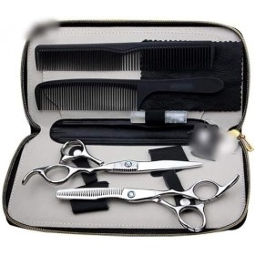 Ciseaux de coiffeur Ciseaux de coiffure professionnels 6 pouces plats + ciseaux à dents Ensemble de ciseaux de coiffure