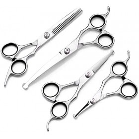 Générique Ciseaux de Coiffeur Outils de Coupe de Cheveux Ensemble de Ciseaux de Coiffure pour Animaux de Compagnie en Argent
