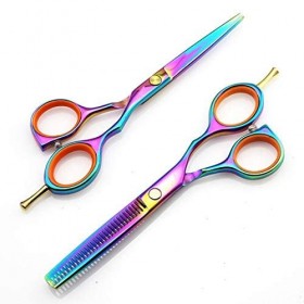 XiYou Ciseaux de Coupe de Cheveux Coupe, Acier Japonais Professionnel 5.5 Arc-en-Ciel Cheveux Amincissants Coiffeur Makas 