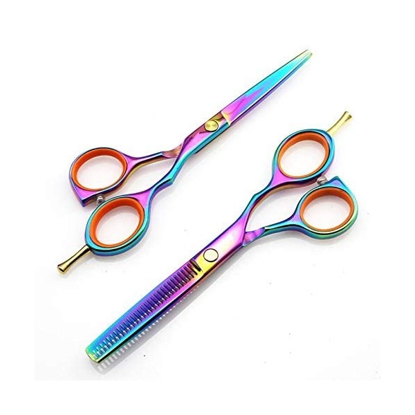 XiYou Ciseaux de Coupe de Cheveux Coupe, Acier Japonais Professionnel 5.5 Arc-en-Ciel Cheveux Amincissants Coiffeur Makas 