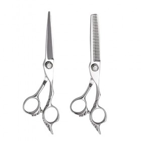 Ciseaux de coiffeur coupe de cheveux, ciseaux en acier inoxydable 440C argentés de 6 pouces ciseaux à cheveux fins pour coupe