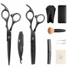 Kit de ciseaux de coupe de cheveux 6.6/6.8 noir professionnel en acier inoxydable coiffure fine texturé frange ciseaux de coi