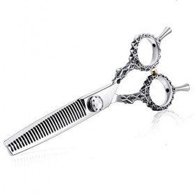 RIJPEX Kit de ciseaux de coupe de cheveux 6,0 pouces Ciseaux amincissants de coiffeur argentés avec poignée antidérapante Cis