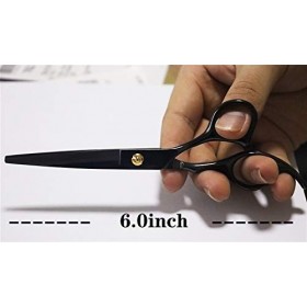 RIJPEX Kit de ciseaux de coupe de cheveux 6,0 pouces Noir Ciseaux de coiffure Set Coupe plate Ciseaux de coiffeur professionn