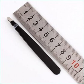 VANGLI Tweezers Black Eyebrow Tweezers Stainless Steel Slant Tip Hair Removal Makeup Tool Kit Eyelashes Extension Double Eyel