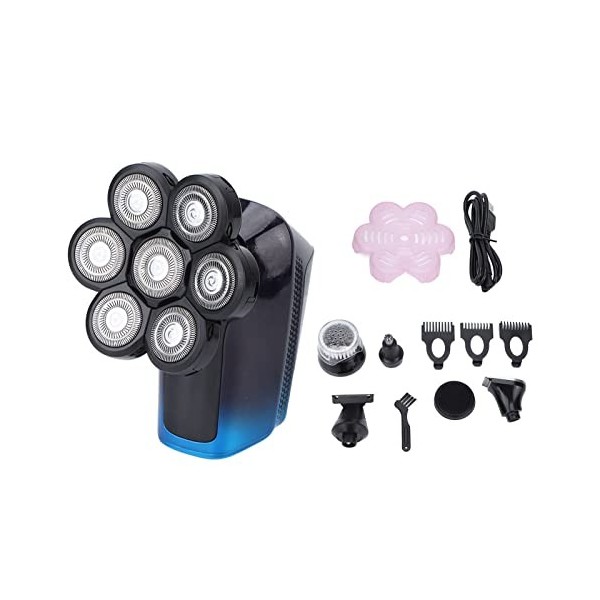 Fyearfly Rasoir Multifonctionnel, Hommes Multifonctionnel 7D Rasoir électrique Rechargeable étanche Tondeuse à Cheveux Nez To