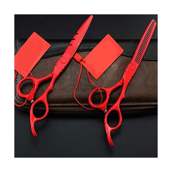 Tondeuse à Cheveux Barber & Usage Personnel Ciseaux de Coupe de Cheveux Rouges et Ciseaux de texturation Amincissants de Salo