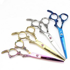 Ciseaux de coiffure colorés à manche de Dragon de 6.0 pouces, ciseaux plats