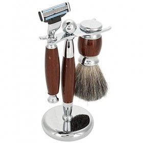 Set de rasage traditionnel, Set de rasoir manuel Set de blaireau de rasage professionnel Stable pour un usage quotidien pour 