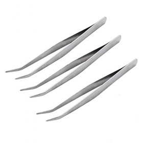 VANGLI Tweezers Long silver curved pointed forceps hand tools