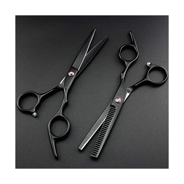 Ciseaux de coiffure, ciseaux de coiffure professionnels 6 pouces ensemble de ciseaux à cheveux coupés noirs coupe de cheveux 