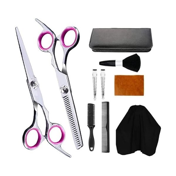 Ciseaux de coiffeur Ensemble de ciseaux de coupe de cheveux professionnels 10 PCS Ciseaux de coupe de cheveux Ciseaux amincis