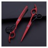 Tondeuse à cheveux rouge et noir avec manche en fleur de 6 pouces, coupe de cheveux, ciseaux amincissants, ciseaux de coiffeu