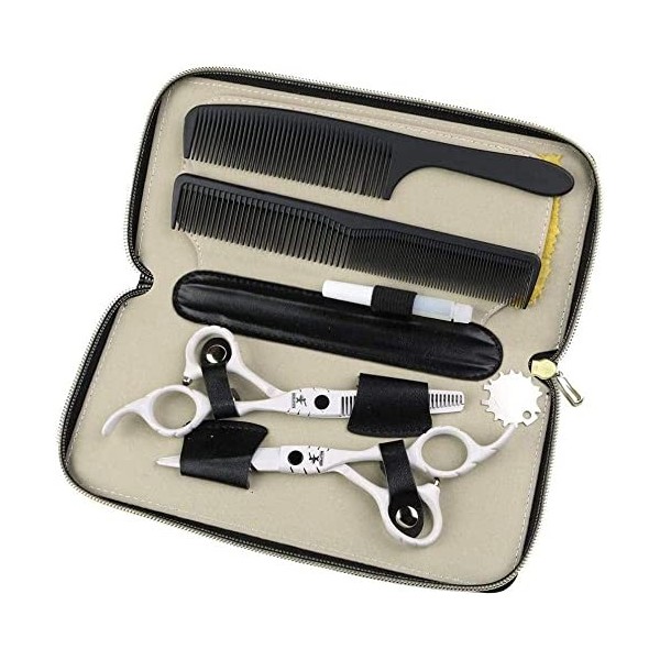 Ciseaux de coiffeur Ensemble de ciseaux de coiffure de personnalité blanche Outils de coiffure de 6 pouces