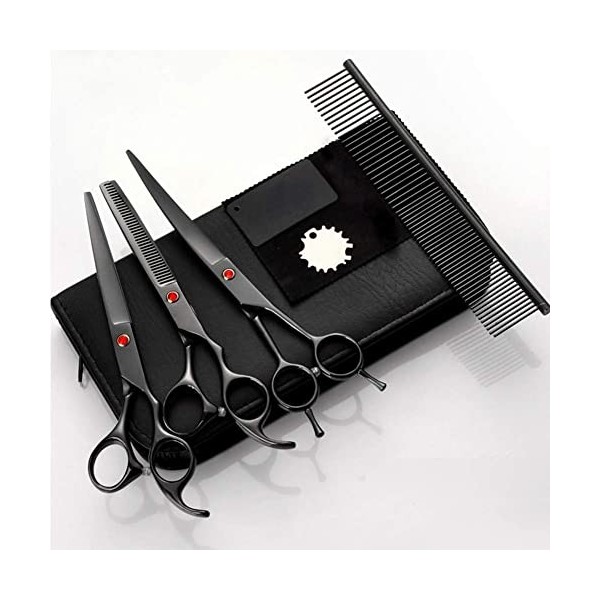 Ensemble de ciseaux de coiffure professionnels, ciseaux de coupe de 7 "+ ciseaux amincissants, ciseaux de barbier + kits + pe