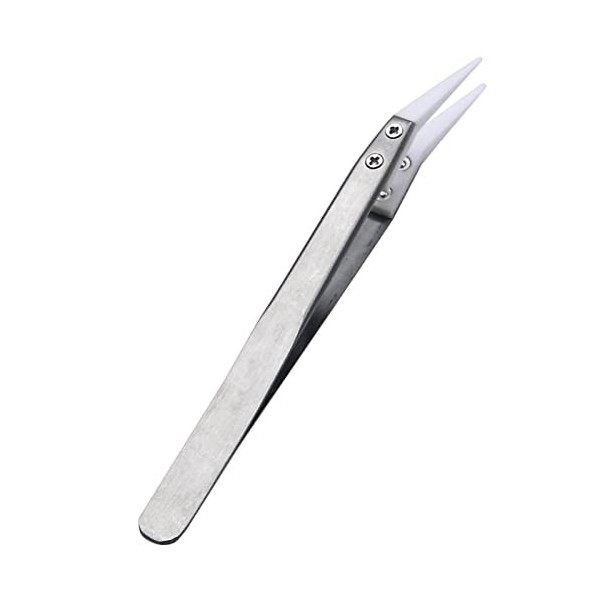 VANGLI Tweezers Ceramic Tweezers Heat Resistant Non Conductive Stainless Steel Body Multifunction Hand Tools Kits Color : Si