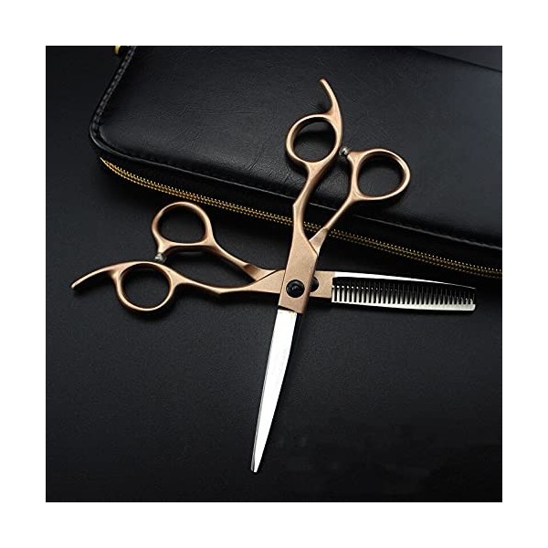Ciseaux de coupe de cheveux, 6 pouces professionnels 440c en acier or rose ciseaux de cheveux coupe outils de barbier coupe d