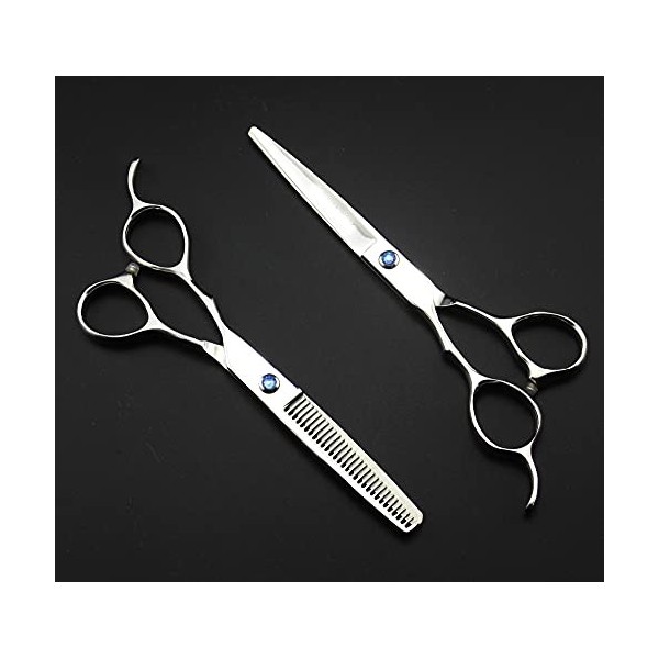 Ciseaux de coupe de cheveux, ciseaux de coiffure argentés de 6 pouces ou 5,5 pouces pour la main gauche 6CR 62HRC ciseaux à c