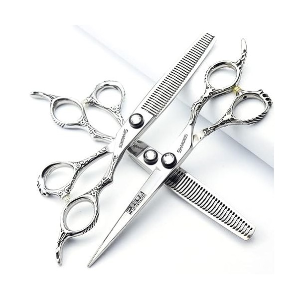 Ciseaux de coiffeur 440 C de 6/6,5/7 pouces - Haute dureté - Motif fin professionnel - Pour salon de coiffure - Outil de coup