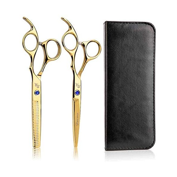 Ensemble de coiffure 2 pièces/ensemble professionnel 6 pouces ciseaux de coupe de cheveux sac en cuir outils damincissement 