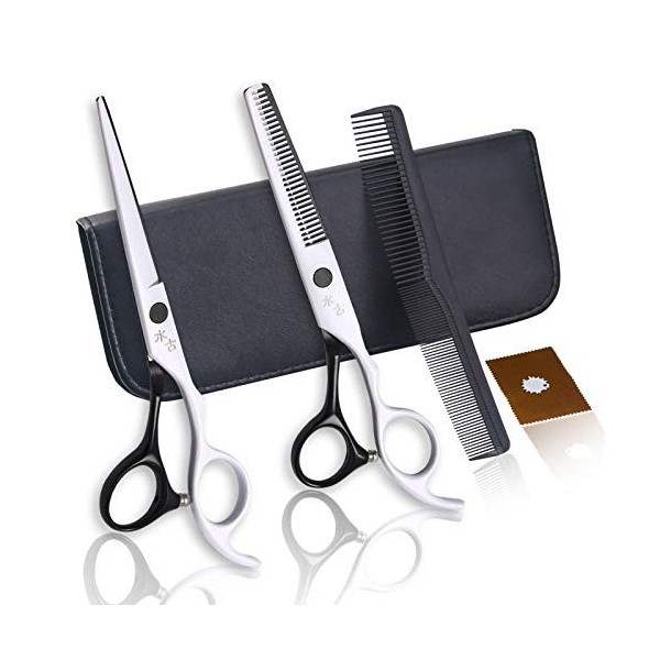 Kit de ciseaux de coupe de cheveux 6,0 pouces noir et blanc professionnel en acier inoxydable coiffureciseaux de coupe de che