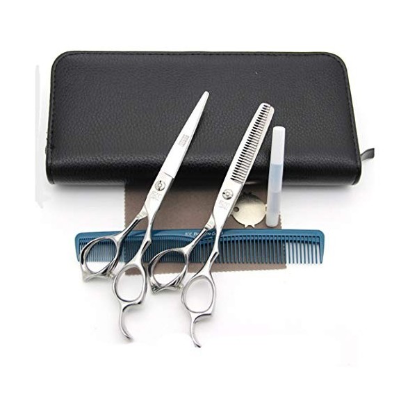 Kit de ciseaux pour animaux de compagnie, ciseaux de coupe de cheveux professionnels 15,2 cm Argent Premium 9CR Set Ciseaux d