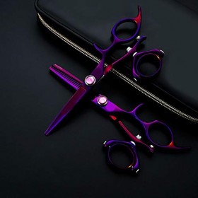 5,5 Pouces Violet Rotatif Poignée Cheveux Ciseaux Professionnel Coiffure Ciseaux Coupe De Cheveux Amincissement Ciseaux Set,V