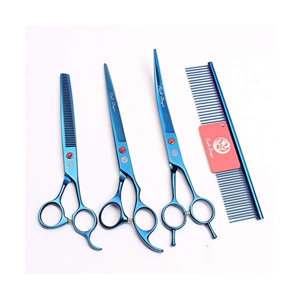 Ysss Ciseaux pour Animaux de Compagnie de 8 Pouces Bleu Beauty Set Dents Droites coupées Mince Plier Couper Les Cheveux coupé