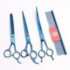 Ysss Ciseaux pour Animaux de Compagnie de 8 Pouces Bleu Beauty Set Dents Droites coupées Mince Plier Couper Les Cheveux coupé