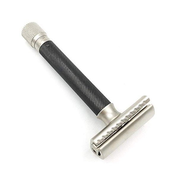 Parker Safety Razor variante réglable Rasoir de sécurité avec Mate finition chrome et électroplaqué GRAPHITE coloré poignée -