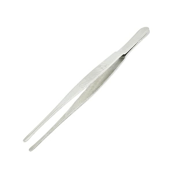 VANGLI Tweezers Oblique metal bending forceps Silver long silver stainless steel round head forceps Color : Silver01 