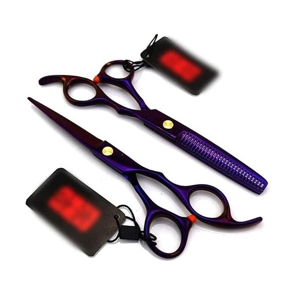 Ciseaux de coiffeur 6 pouces ensemble de coiffure professionnel violet ciseaux de coiffure cisaillement plat + ensemble de ci