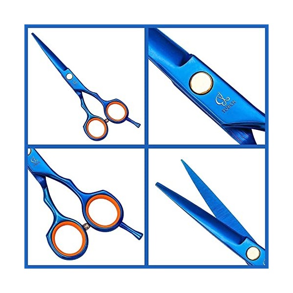 Kit de ciseaux de coupe de cheveux 5,5 pouces bleu acier inoxydable professionnel amincissant texturé ciseaux de coiffeur ens