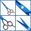 Kit de ciseaux de coupe de cheveux 5,5 pouces bleu acier inoxydable professionnel amincissant texturé ciseaux de coiffeur ens