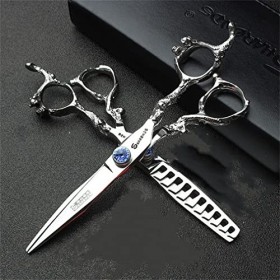 KOAIEZ Ensemble De Ciseaux De Coiffure en Acier Inoxydable De 6,0 Pouces Silver 440C, Outils De Cisaillement De Coiffeur À Sa