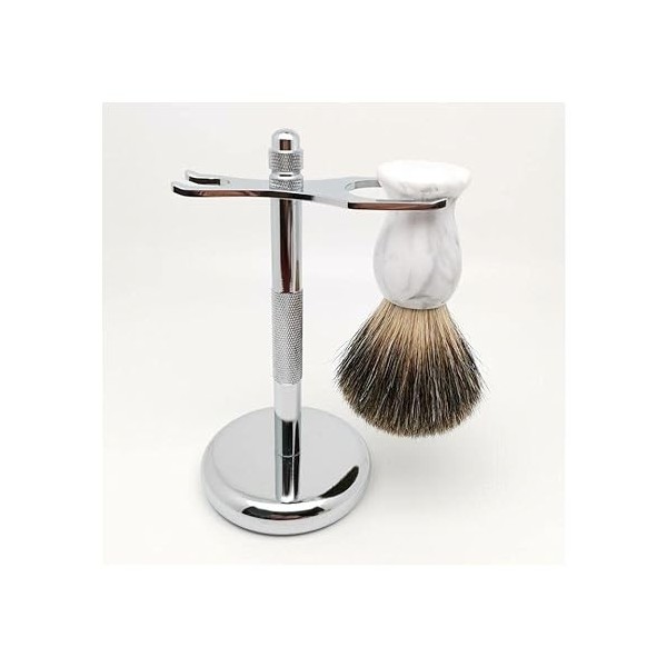 Portatif Supports de brosse de rasoir pour hommes, ensemble de support de brosse de rasage pour poils de blaireau pur, suppor