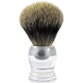 Hans Baier Exclusive Blaireau de rasage en acrylique transparent avec anneau argenté