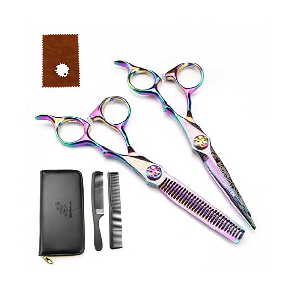 KOAIEZ Ensembles De Ciseaux De Coupe De Cheveux 440C 440C De 6,0 Pouces, Outils De Cisaillement De Coiffure De Coiffure Salon