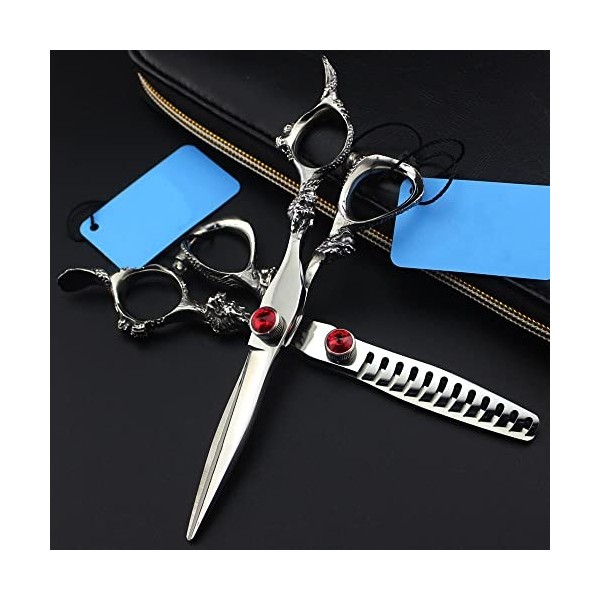 ciseaux de coiffeur Ciseaux de coupe de cheveux, 6 pouces JP 440c acier Dragon poignée ciseaux Gem ciseaux de cheveux coupe c