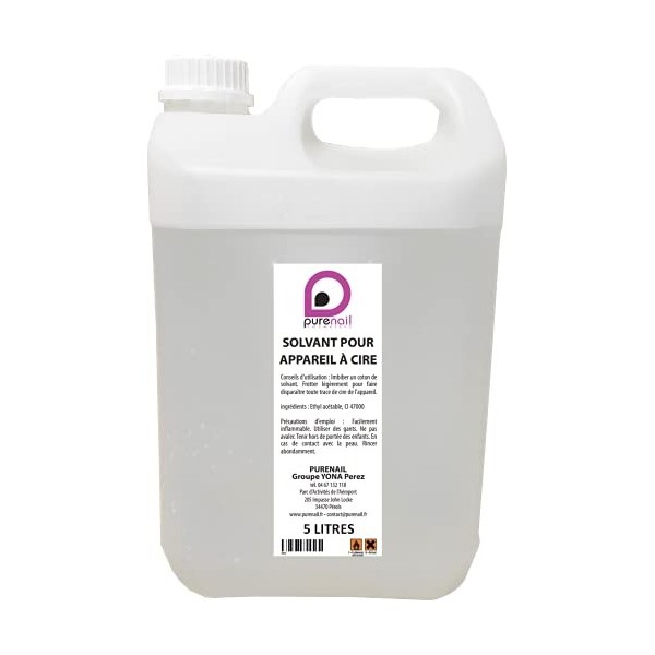 BeautyfulCenter | Purenail | Nettoyant SOLVANT CIRE pour appareillage dépilation, Jerrycan de 5 Litres, Livraison gratuite e