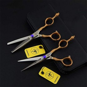Ensemble de ciseaux de coupe de cheveux de barbier 6 pouces, ciseaux à cheveux et ciseaux à effiler Outil de coiffure en acie