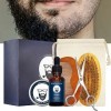 Eayoly 5 Pcs SoinBarbe | Ciseaux à Huile Barbe Portables avec Sac Rangement,Kit toilettage pour Barbe Masculine - Cadeaux pou