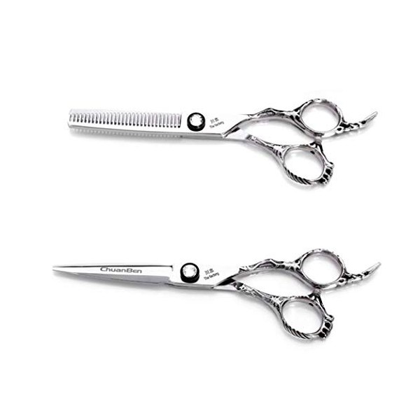 LIUSU Kit de Ciseaux pour Animaux de Compagnie, kit de Ciseaux de Coiffure Professionnel de 15,2 cm en Acier Inoxydable 7CR, 