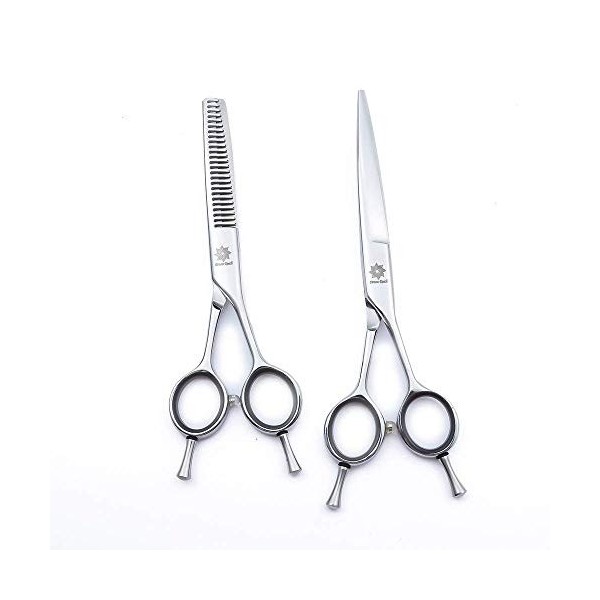 SEESEE.U Professionnel 6 Pouces Haut de Gamme Twin Tail A Style Razor Edge Hair Cutting Thinning Shears/Scissors Set for Barb